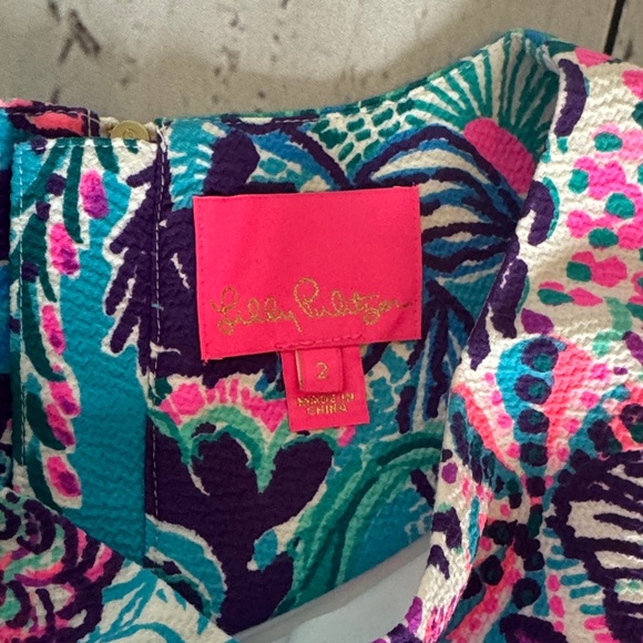 LILLY PULITZER Mila Stretch Shift Turquoise Oasis Dress Size 2 - Picture 4 of 6